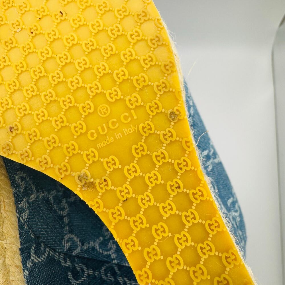 Gucci Denim Monogram Espadrille Wedges Horsebit Blue Size EU 37 - Picture 11 of 15